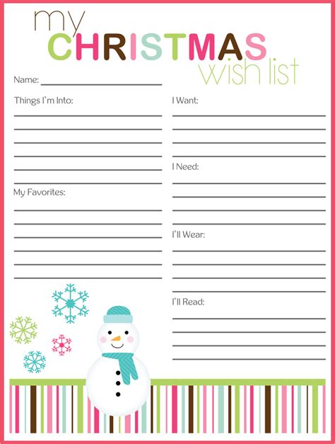 Free Christmas List Templates These Printable Templates Have Different Designs For All Types Of