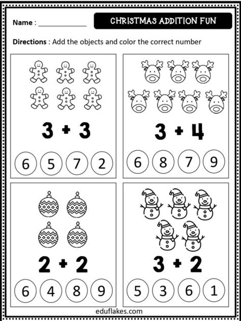 Free Christmas Math Worksheets For Kindergarten Eduflakes