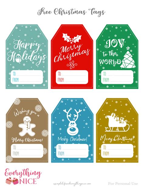 Free Christmas Printable Gift Tags A Simple Life And Everything Nice