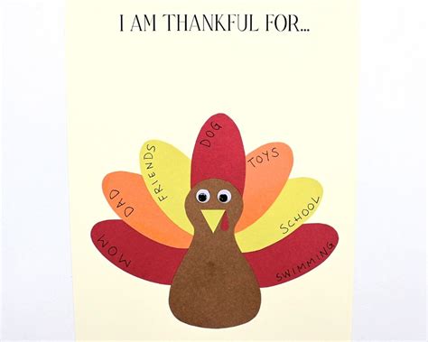 Free Cute Thankful Turkey Printable Craft Template For Kids