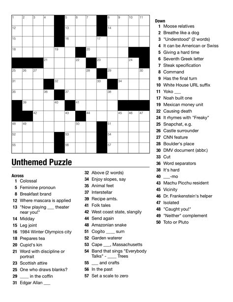 Free Daily Crossword Puzzles