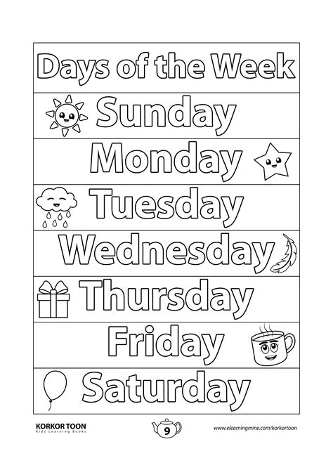 Free Days Of The Week Printable Coloring Pages Download Free Days Of The Week Printable