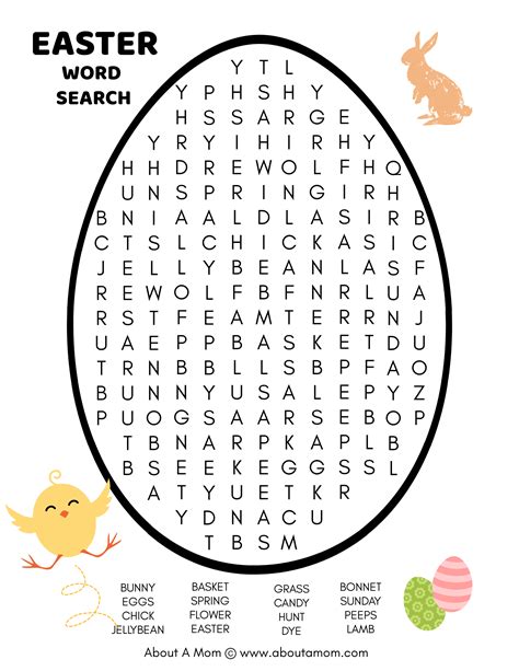 Free Easter Word Search Printable Kids Easter Egg Word Search