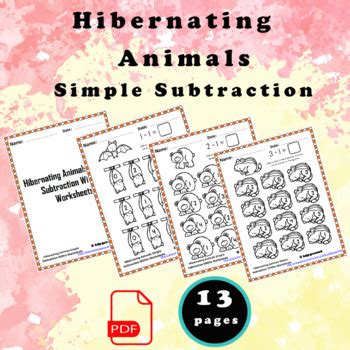 Free Hibernating Animals Simple Subtraction Within 5 Worksheets