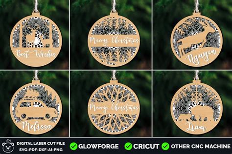 Free Laser Cutting Designs Download Christmas Ornaments Bundle Svg