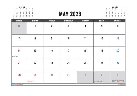 Free May 2023 Calendar Template Monthly Calendar World National Holidays