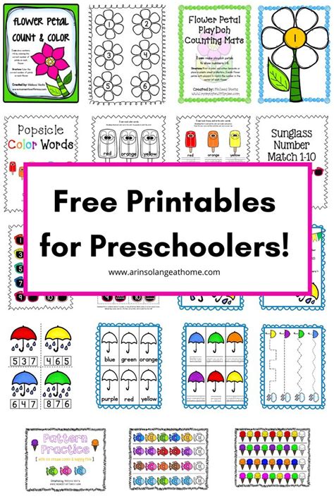 Free Preschool Learning Printables for Kids