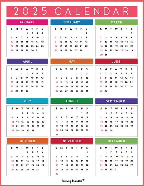 Free Printable 2025 Calendars Available for Instant Download