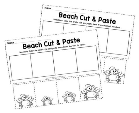 Free Printable Beach Cut And Paste Worksheets The Keeper Of The Memories