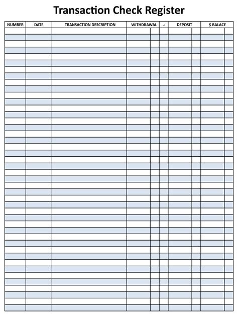 Free Printable Blank Check Register Template Free Printable