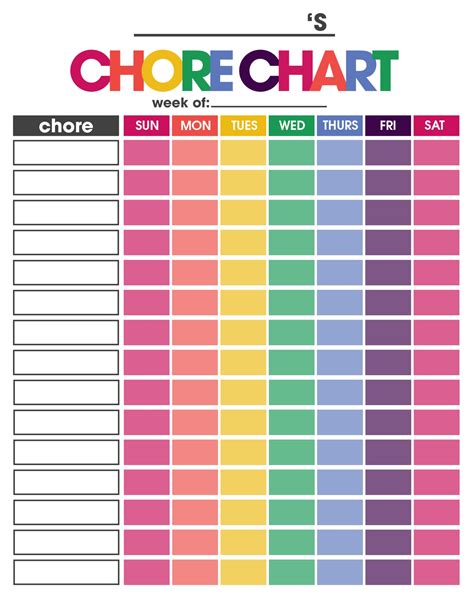 Free Printable Chore Chart Printable Crush