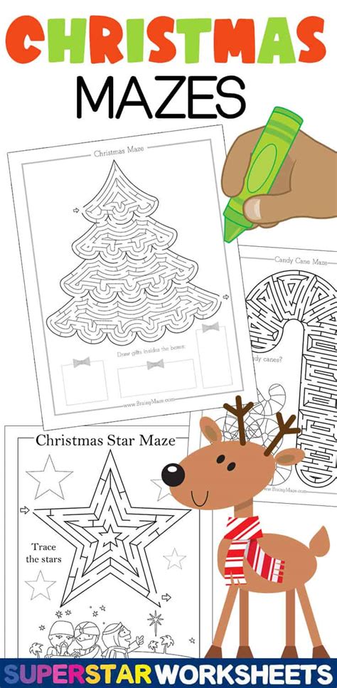 Free Printable Christmas Mazes Superstar Worksheets