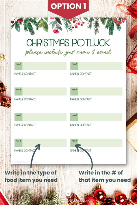 Free Printable Christmas Potluck Sign Up Sheets The American Patriette