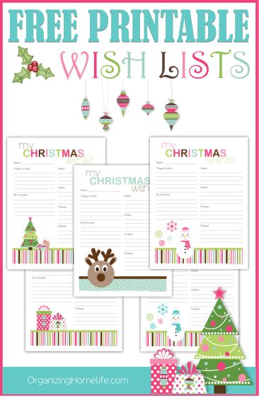 Free Printable Christmas Wish Lists Organizing Homelife