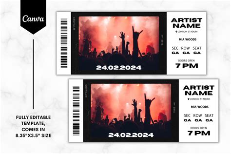 Free Printable Customizable Concert Ticket Templates Canva