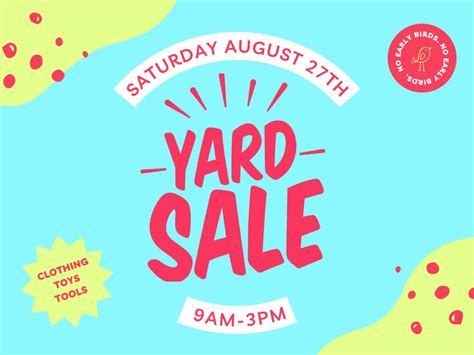 Free Printable Customizable Yard Sale Sign Templates Canva