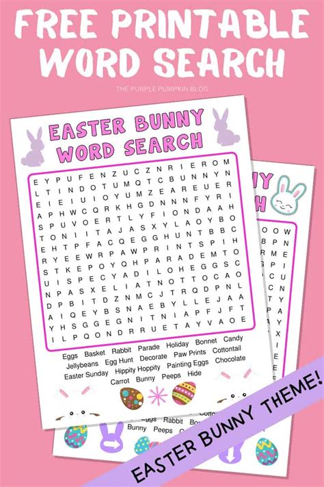 Free Printable Easter Bunny Word Search Indoor Easter Activities