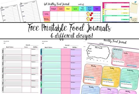 Free Printable Food Journal 6 Different Designs