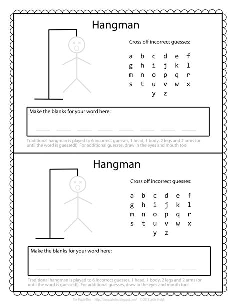 Free Printable Hangman Game Sheets