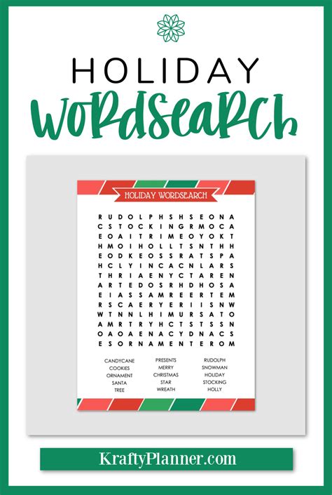 Free Printable Holiday Wordsearch Game Krafty Planner