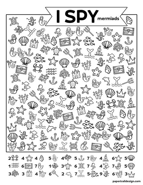 Free Printable I Spy Mermaids Activity Paper Trail Design Business