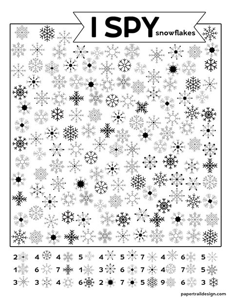 Free Printable I Spy Winter Activity Paper Trail Design