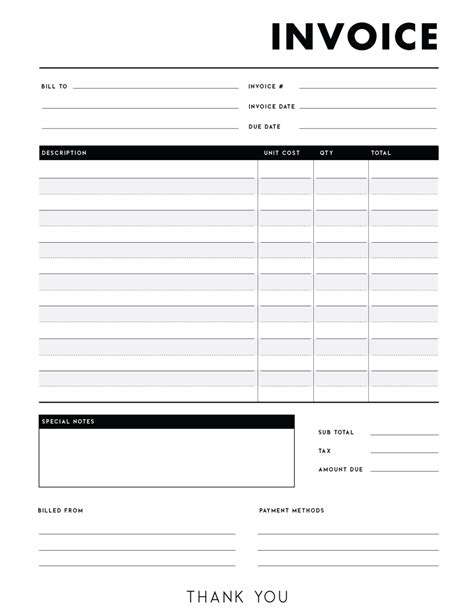 Free Printable Invoices Templates Blank