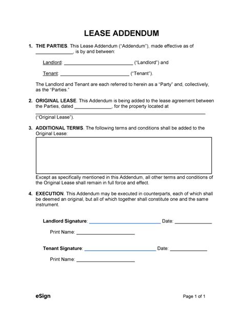 Free Printable Lease Addendum Template For Landlords Being A Landlord Lease Rental Agreement