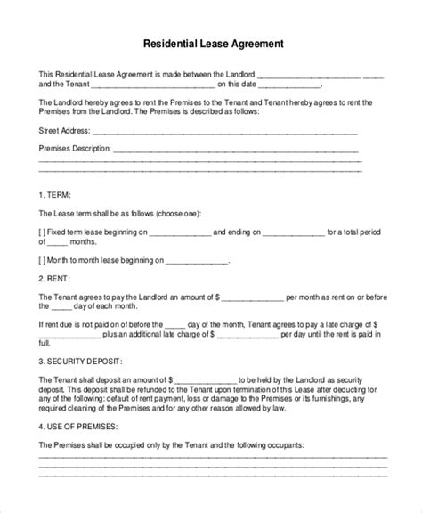 Free Printable Lease Agreement PDF Template