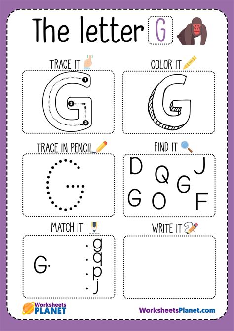 Free Printable Letter G Alphabet Worksheets