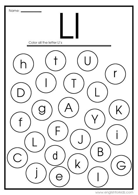 Free Printable LL Worksheets for Phonics Practice