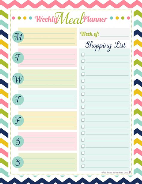 Free Printable Meal Planner Template Printable Weekly Planner From