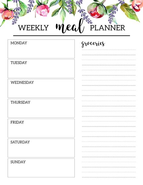 Free Printable Meal Planner Template for Easy Meal Planning