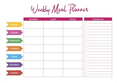 Free Printable Meal Planner Templates Pdf Amp Word