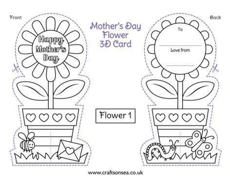 Free Printable Mothers Day Card Template To Color Crafts On Sea