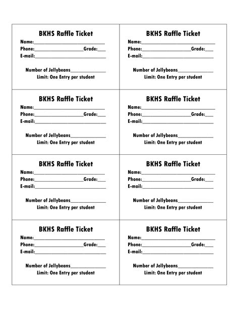 Free Printable Raffle Tickets With Stubs Free Download Aashe