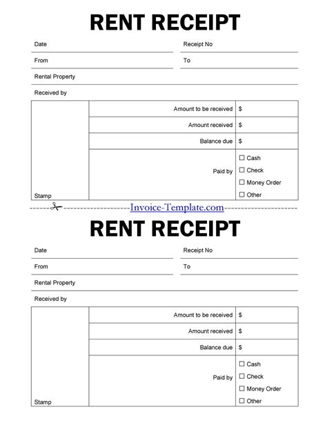 Free Printable Rent Receipt Template