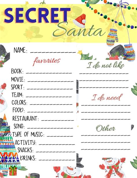 Free Printable Secret Santa Sign Up Sheet And Name Cards