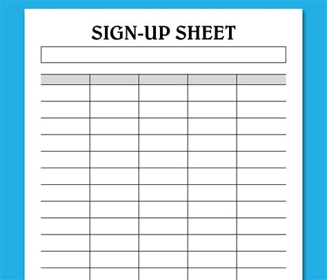 Free Printable Sign Up Sheet Template