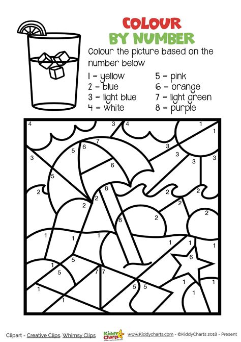 Free Printable Summer Color By Number Coloring Pages For Kids 123