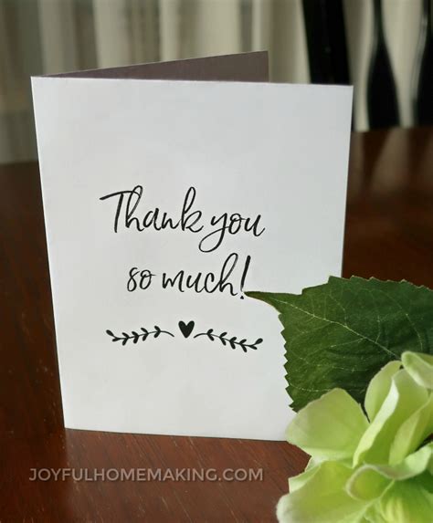 Free Printable Thank You Card Joyful Homemaking