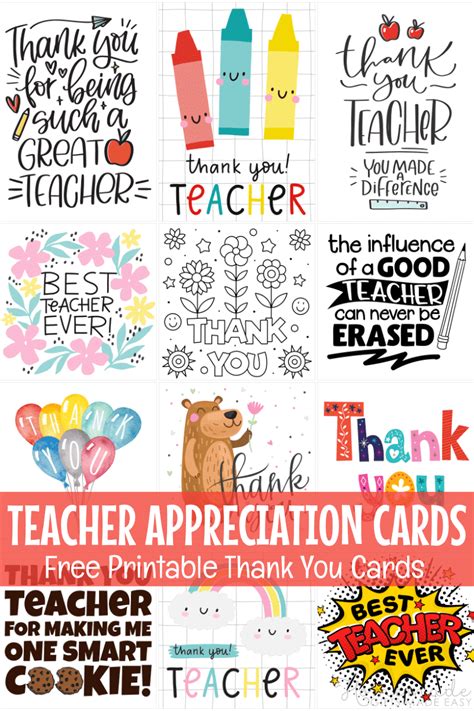 Free Printable Thank You Cards For Teacher Appreciation, 45% Off