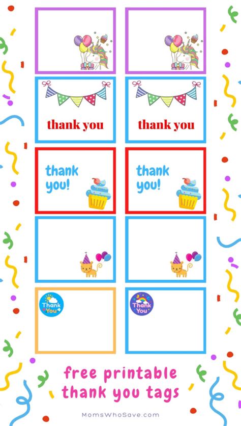 Free Printable Thank You Tags For Birthdays 5 Designs Perfect For