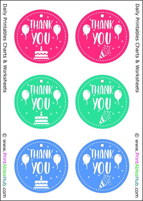 Free Printable Thank You Tags For Birthdays Pdf Printables Hub