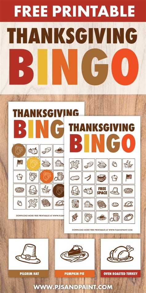 Free Printable Thanksgiving Bingo Cards Pjs And Paint