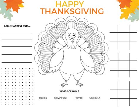 Free Printable Thanksgiving Placemats Printable Word Searches