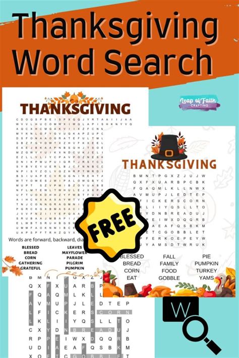 Free Printable Thanksgiving Word Search 2 Options Leap Of Faith