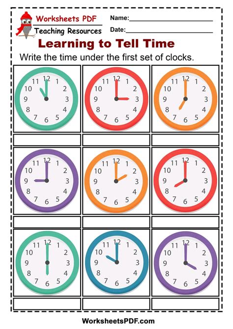 Free Printable Time Worksheets for Kids