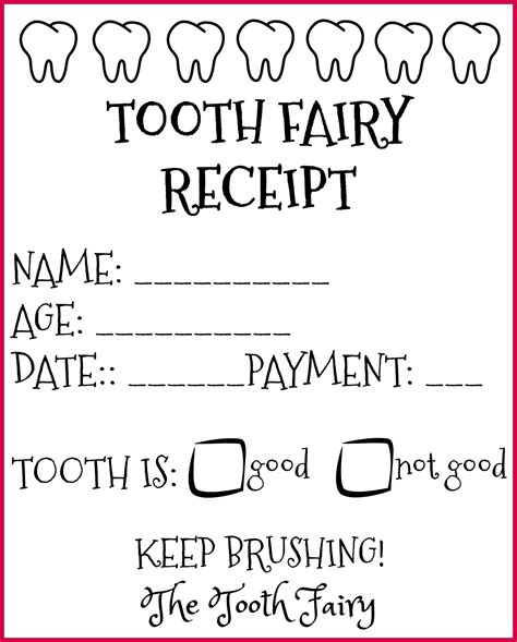 Free Printable Tooth Fairy Letters Invoice Certificate And Receipt