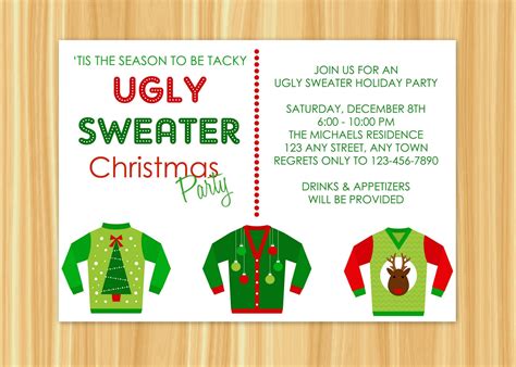 Free Printable Ugly Christmas Sweater Party Invitations